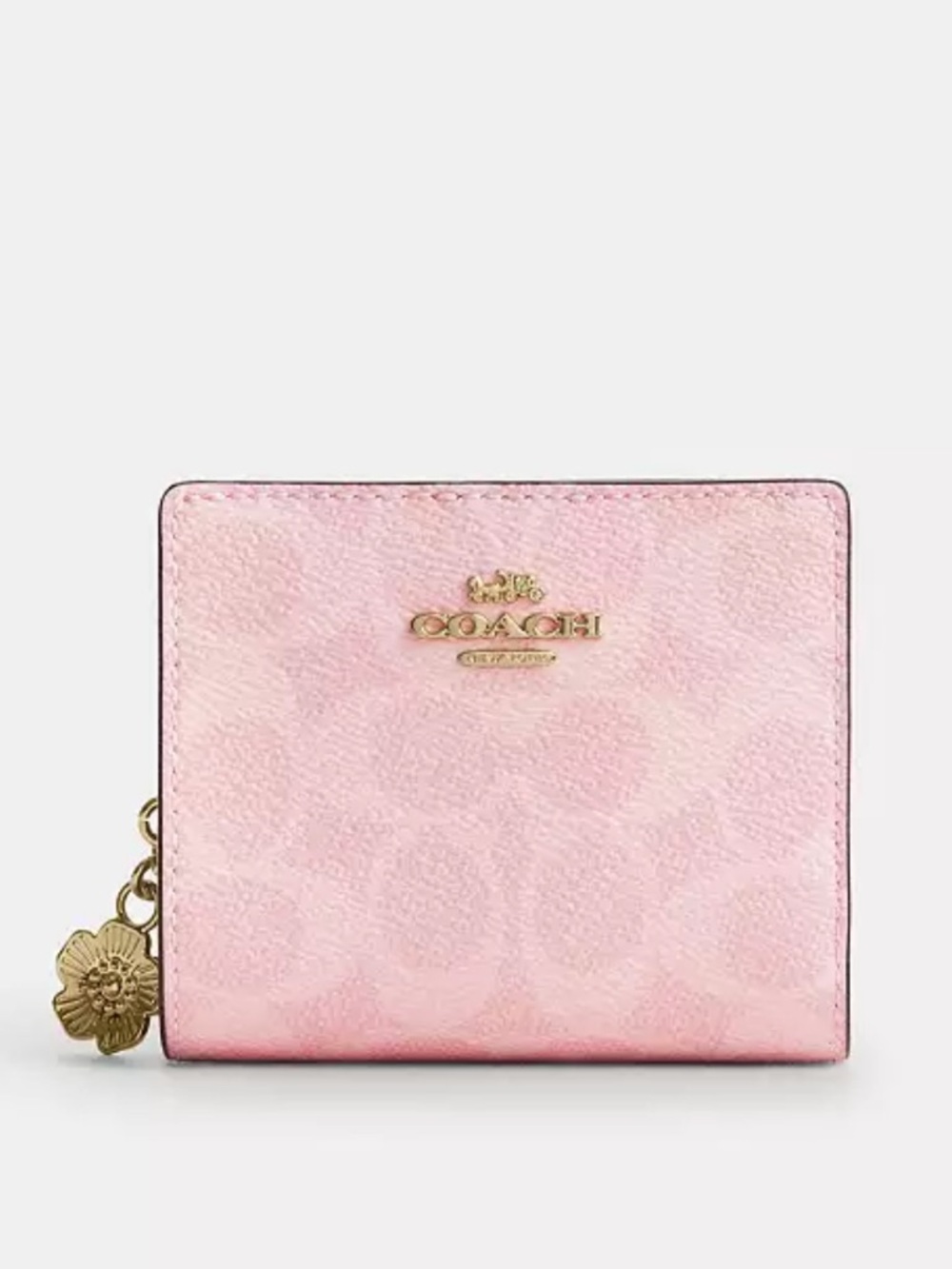 NWT PINK POWDER COACH Snap Wallet with charm